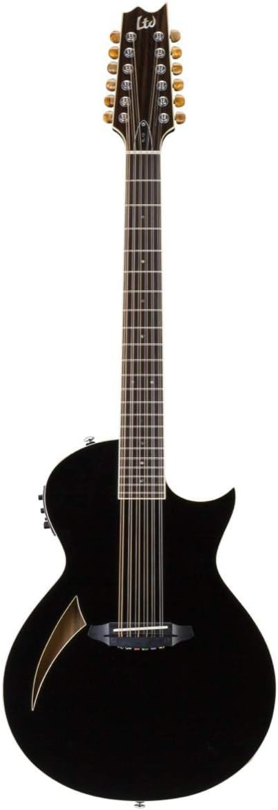 ESP LTD TL-12 Thinline 12-String Acoustic Electric Guitar, Black