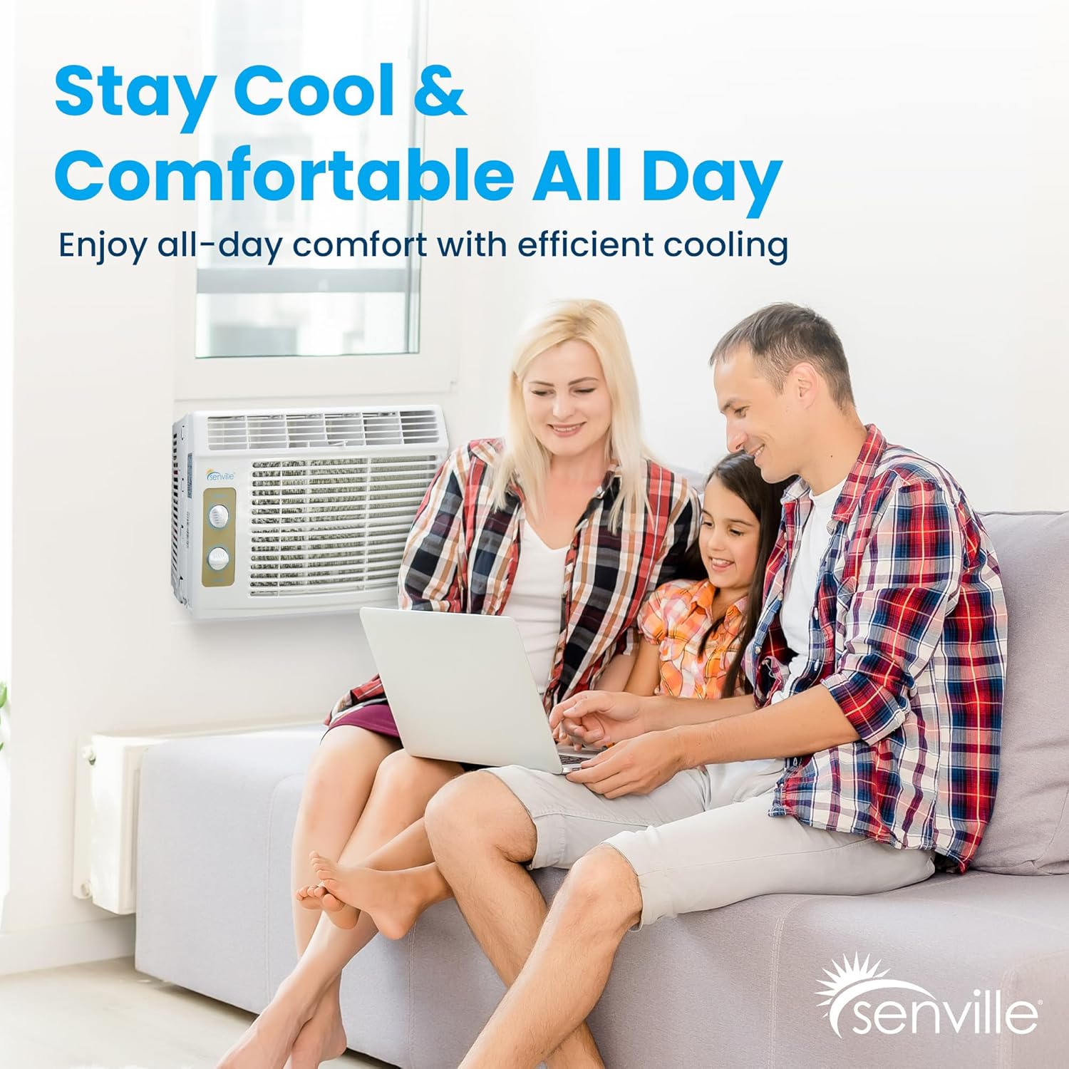 Senville 5,000 BTU Window Air Conditioner, Cools Up to 150 Sq. Ft., Easy to Use Mechanical Control, Washable Filter