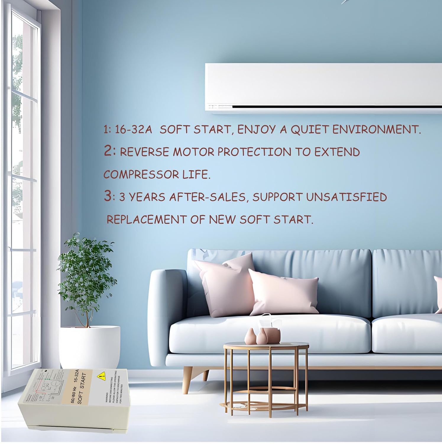 𝑼𝒑𝒈𝒓𝒂𝒅𝒆 Air Conditioner Soft Start 16-32A, Soft Start Kit for Home Air Conditioner 4–7 Ton, Ac Start Kit For Home, Reverse Motor Protection, Complete Installation Kit, 3 Years Warranty