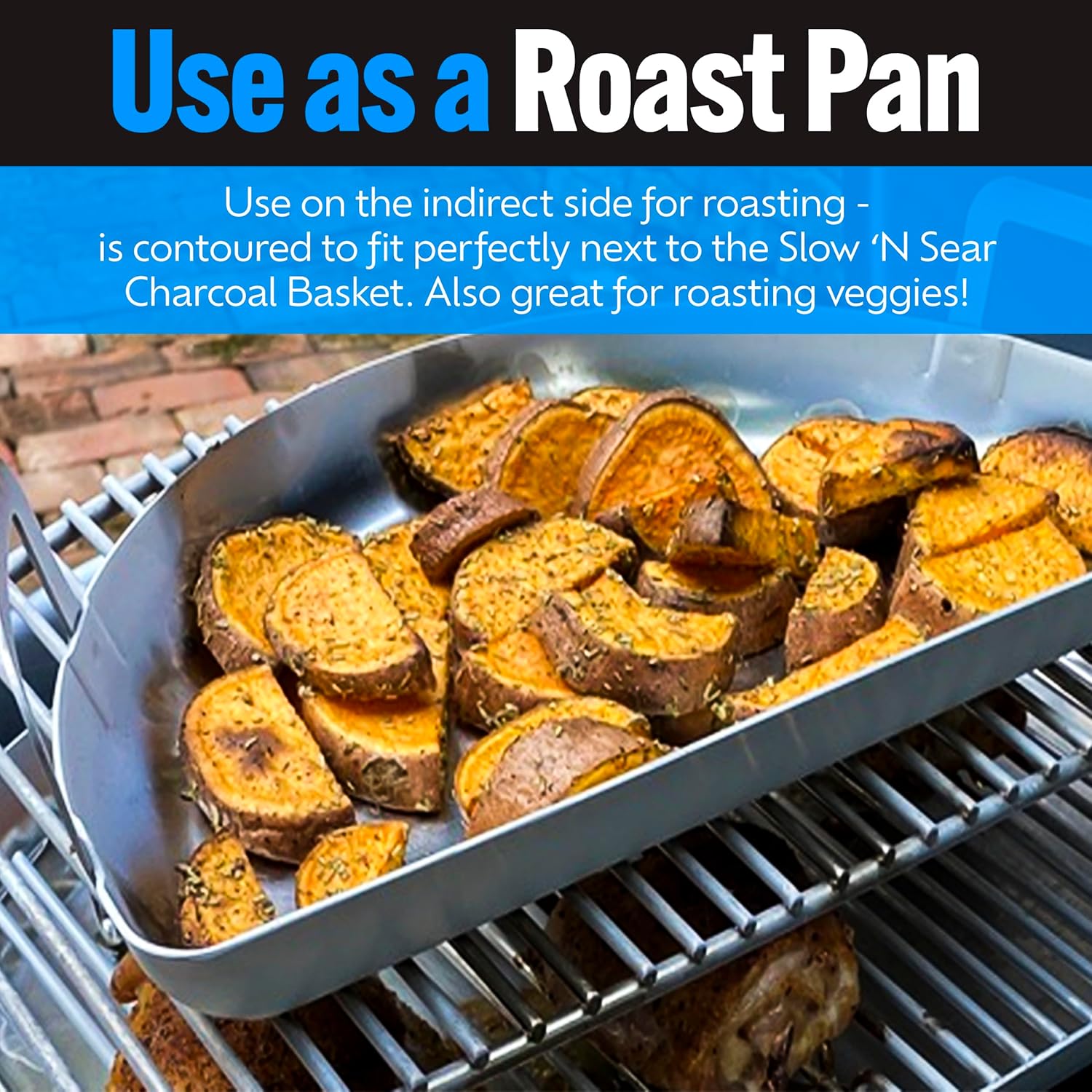 SnS Grills Drip 'N Griddle Pan - 3-in-1 Kettle Grill Accessory for Searing, Dripping, and Griddling, Dishwasher Safe Stainless Steel BBQ Accessory Ideal for 22