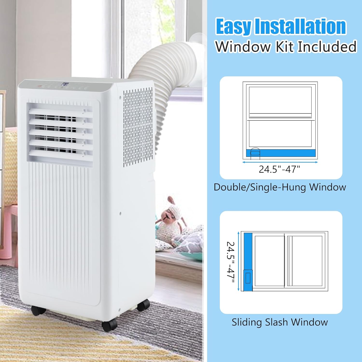 ARLIME 10000 BTU Portable Air Conditioner, 3-in-1 Freestanding Air Cooler w/Fan, Sleep Mode, Remote Control, 24H Timer & Window Installation Kit, AC Unit Cools up to 350 Sq.Ft. (10000 BTU)