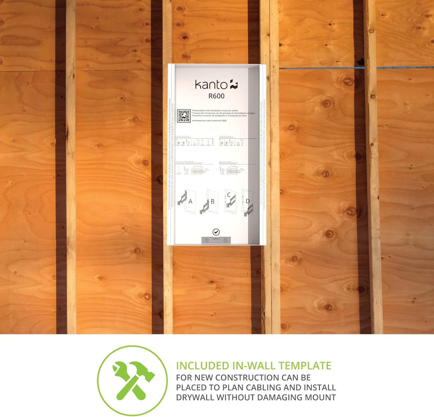 Kanto R600 Recessed in-Wall Articulating TV Mount for 65