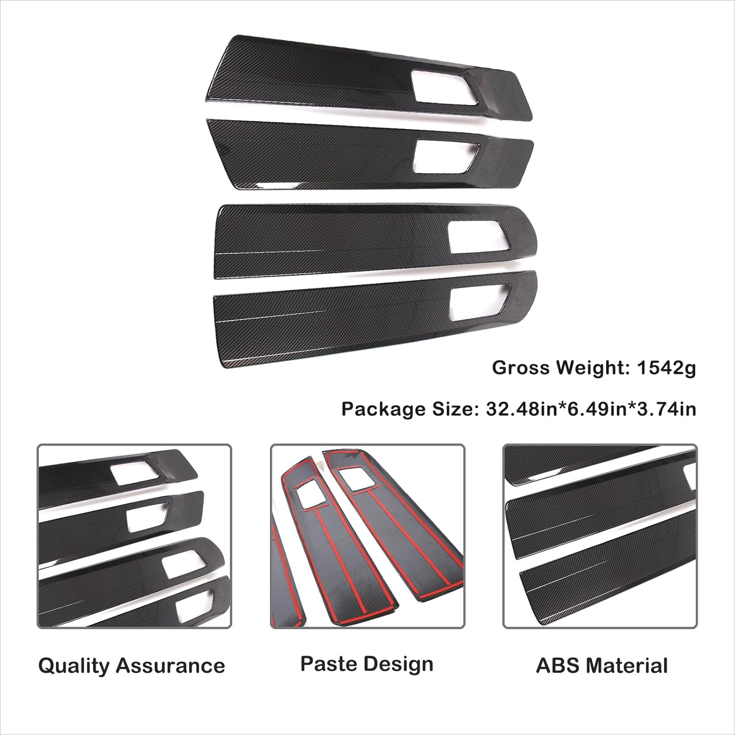 Aunginsy Car Inner Door Handle Panel Cover Trim Compatible with Toyota Tundra 2022 2023 2024 2025, 4Pcs Front Rear Door Handle Panel Protection Frame Decorative Sticker Look Interior ABS Accessories