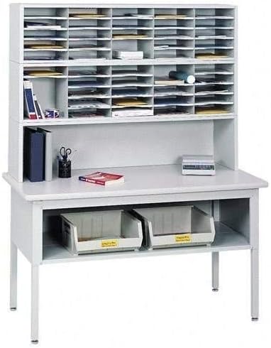 Safco Products 7749GR E-Z Sort Mail Station Sorting Table with Shelf, Gray