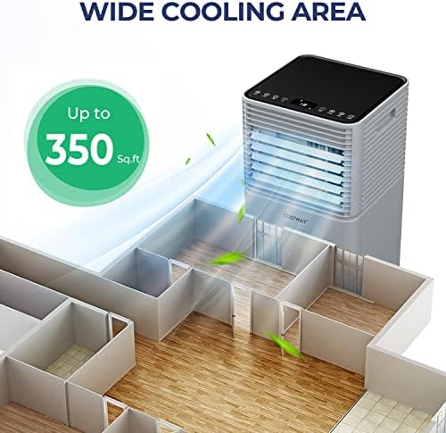 COSTWAY Portable Air Conditioners, 10000BTU Spaces up to 350sq.ft, with Remote Control, 24H Timer & Window Venting Kit, Multi-function AC Unit with Sleep Mode, for Bedroom, Living Room(10000BTU, Grey)