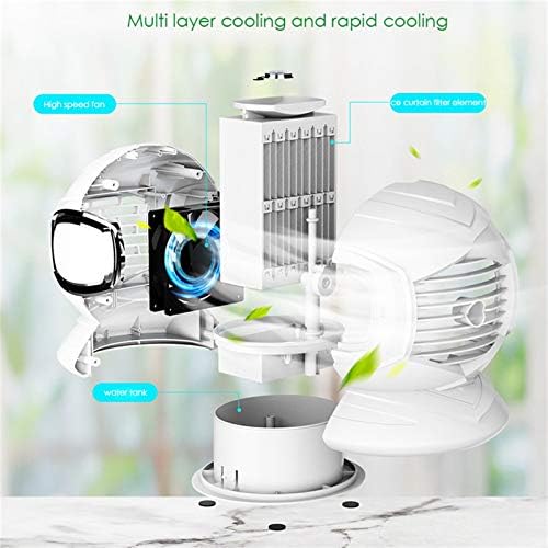 Portable Air Conditioner, Rechargeable Mini Personal Air Cooler Fan with 3 Speed Modes, USB Powered Humidifier, Auto Oscillation Desk Fan for Room Office (White)