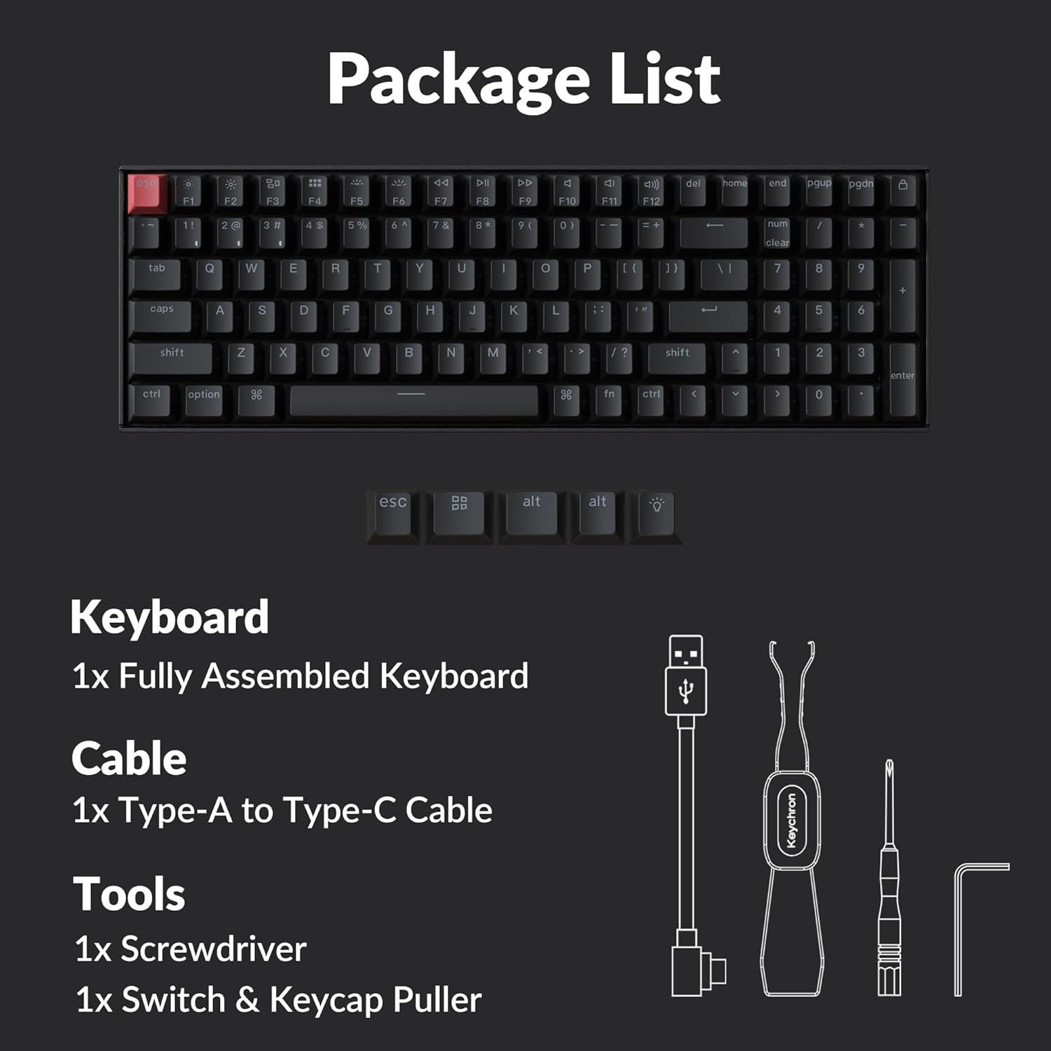 Keychron K4 96% Layout QMK Wireless and Wired Options Mechanical Keyboard Super Brown Switch, Paired with Shine-Through Double-Shot PBT Keycaps for Mac Windows-Version 3