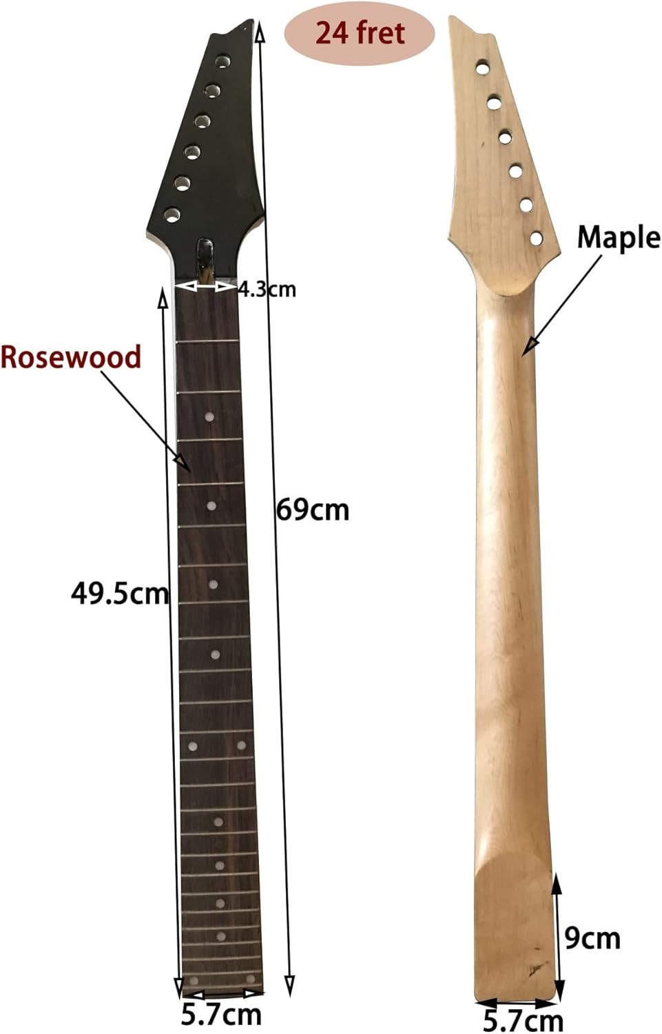 Electric Guitar Neck Maple 24 Frets Rosewood Fingerboard for ST Guitar Neck Unfinished Guitar Neck