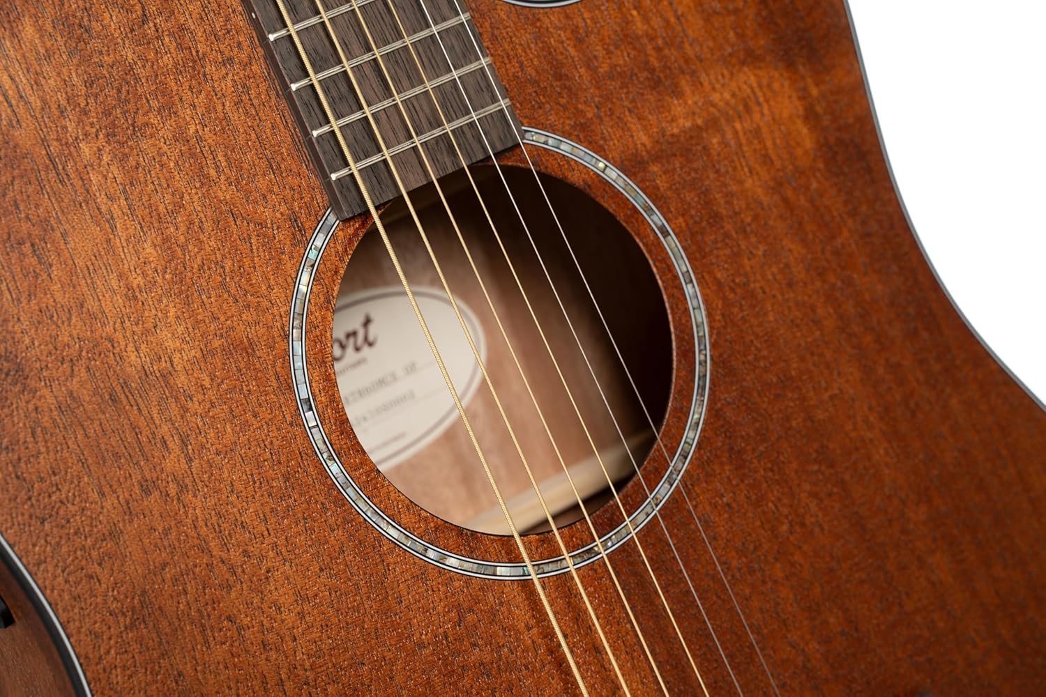 Cort EARTH60MCEOP Earth 60 Mahogany Solid Dreadnought Acoustic Electric Guitar, Open Pore