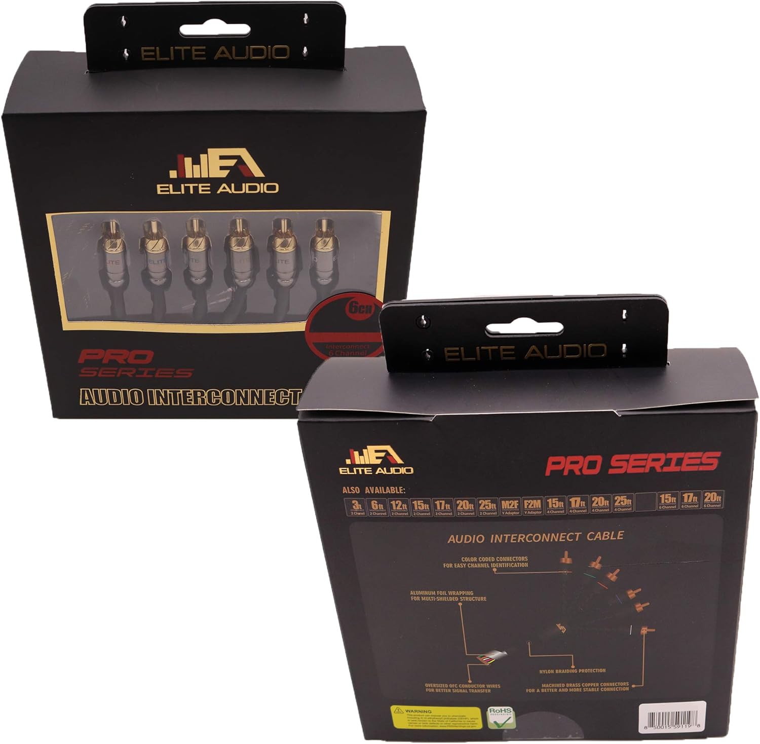 Elite Audio EA-PROK0 + EA-PRO617 Pro Series Amplifier Wiring Kit Bundle with 6-Channel RCA Combo - 5000W Max Power, 0GA Cables, Dual RCA Sets, ANL Fuse and Holder