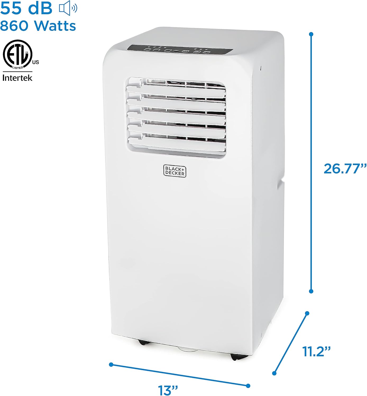 BLACK+DECKER 8,000 BTU Portable Air Conditioner with Remote Control, White