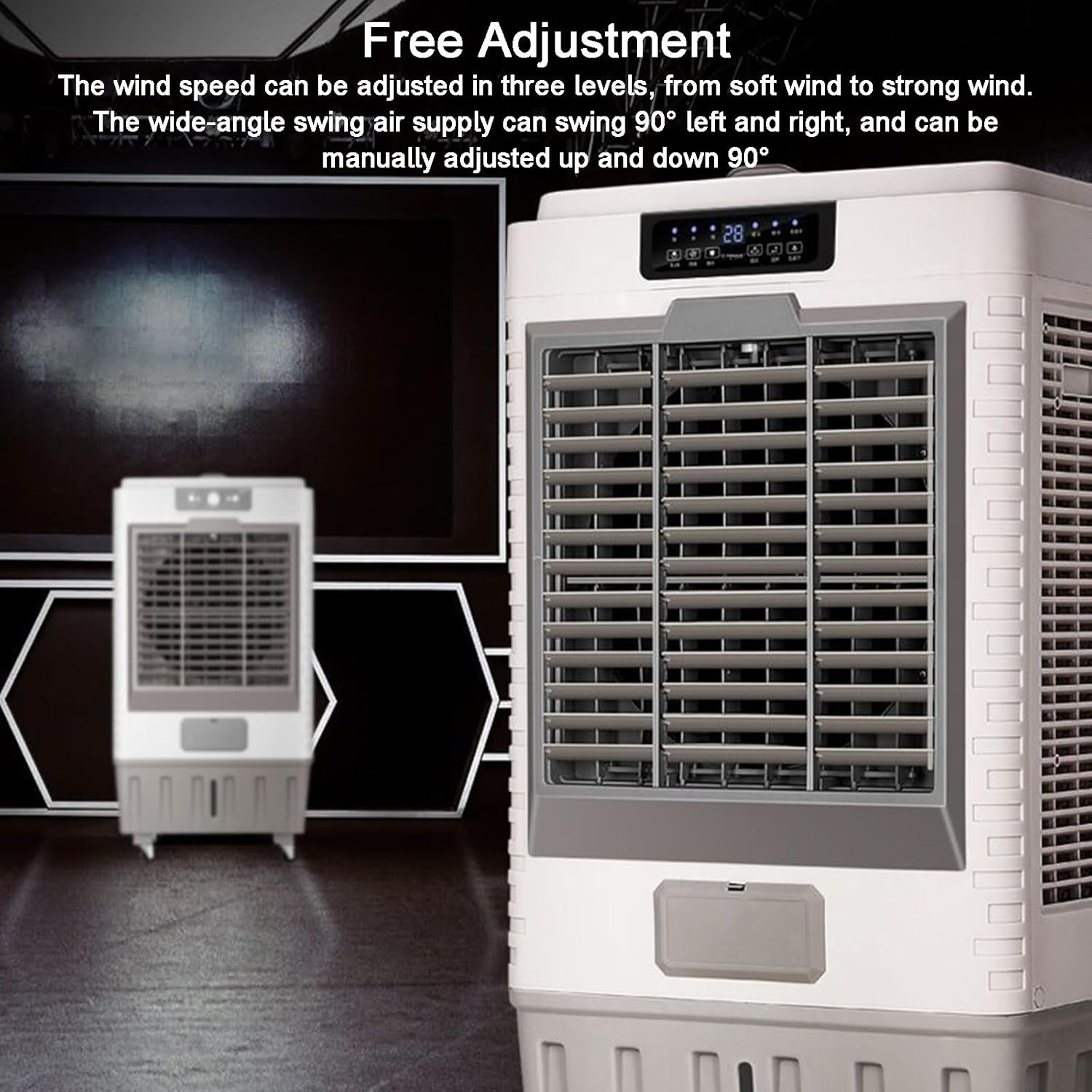 Portable Air Conditioners, Evaporative Cooler, with Remote and 12H Timer, 45L/10bal Water Tank, 3 Speeds, for Backyard, Garage, Patio