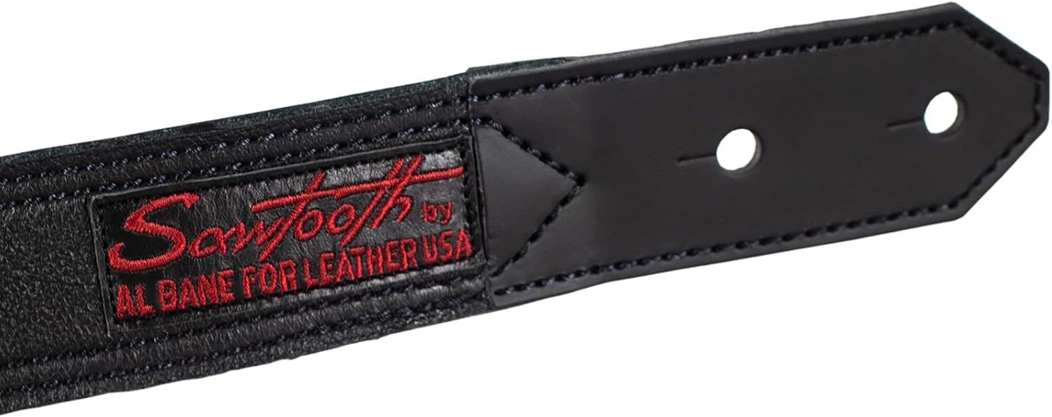 Sawtooth Red Lace 3” Wide Leather Guitar Strap Hand Crafted in the U.S.A.