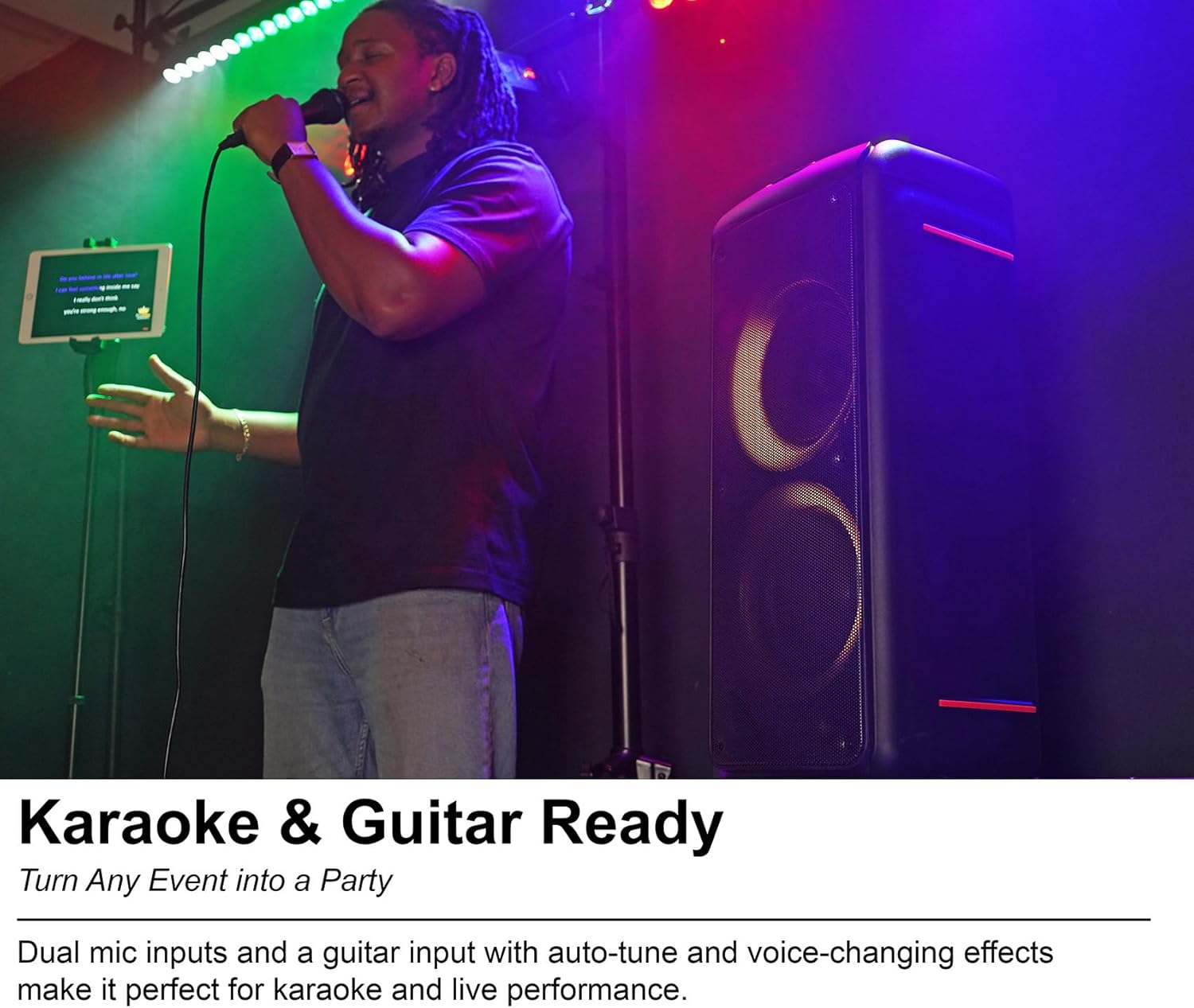 Rockville Rock Party 9 1000W Portable Bluetooth Speaker, Dual 8