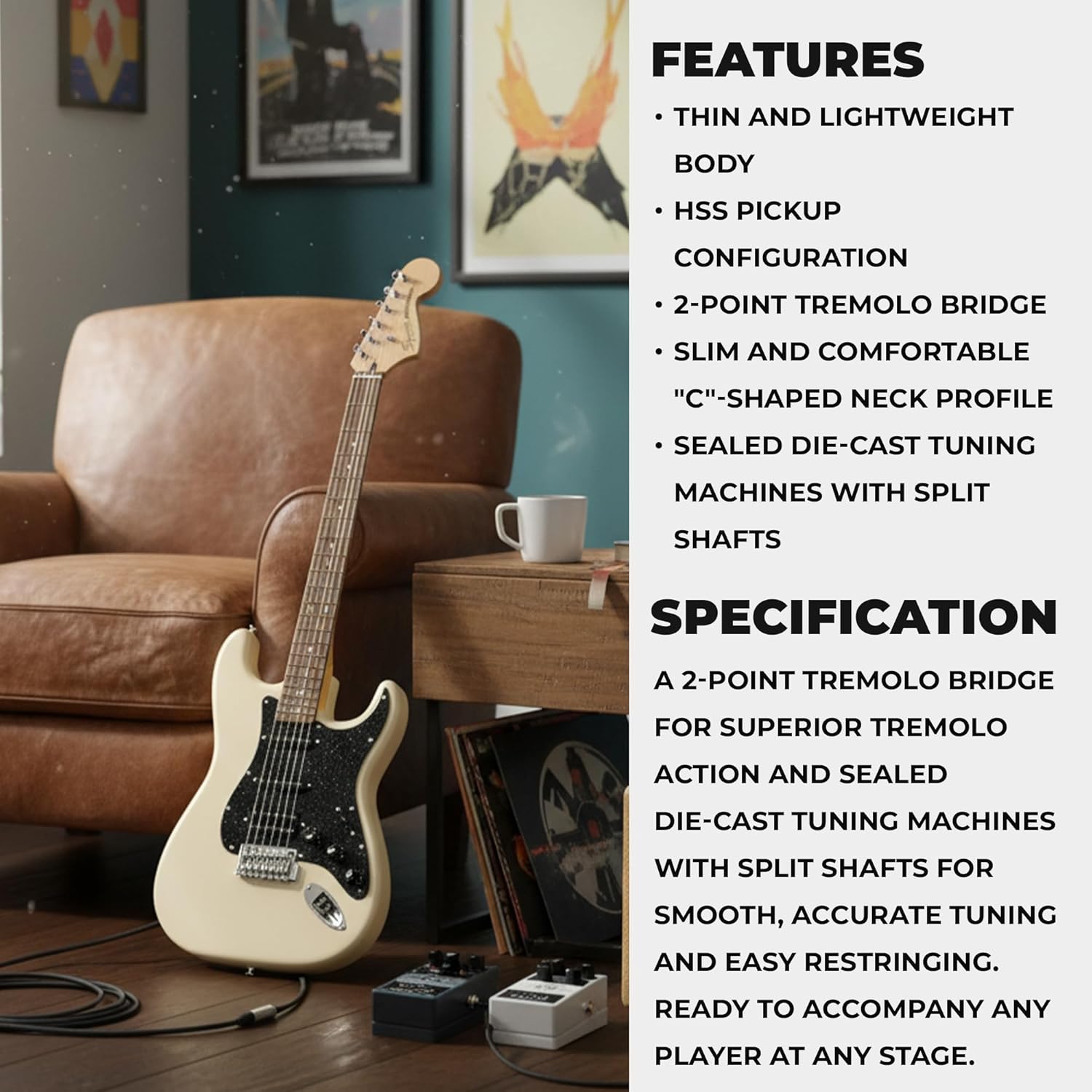 Fender Squier Affinity Stratocaster HSS Electric Guitar - Olympic White