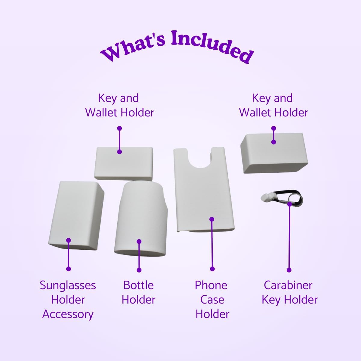 BAGLETS - The Ultimate Bundle - For Bogg Bags & Other Totes - Tote Bag Accessories - Phone Case Holder, Key & Wallet Holder, Carabiner Key Holder, Bottle Holder Accessory & Sunglasses Holder - White