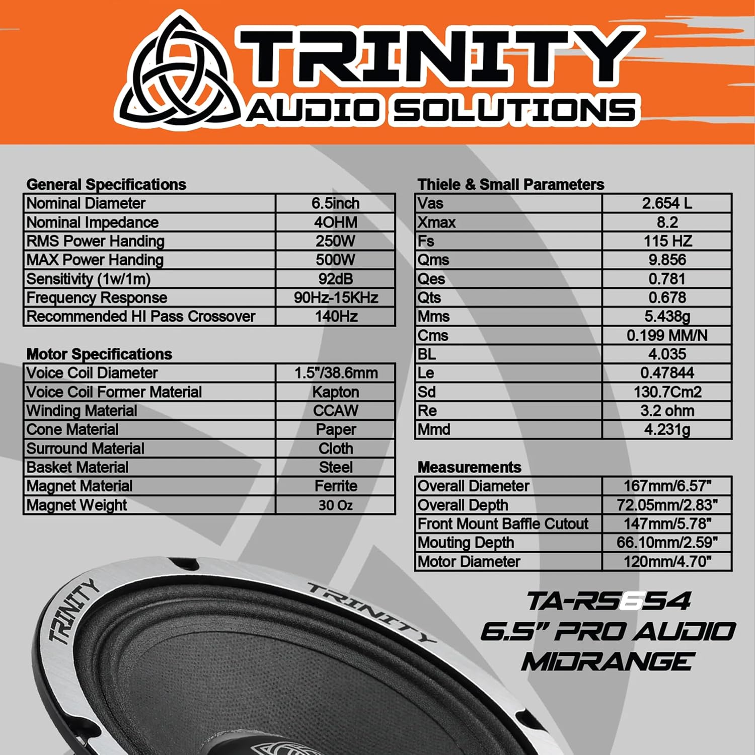 2 Trinity Audio TA-RS654 6.5