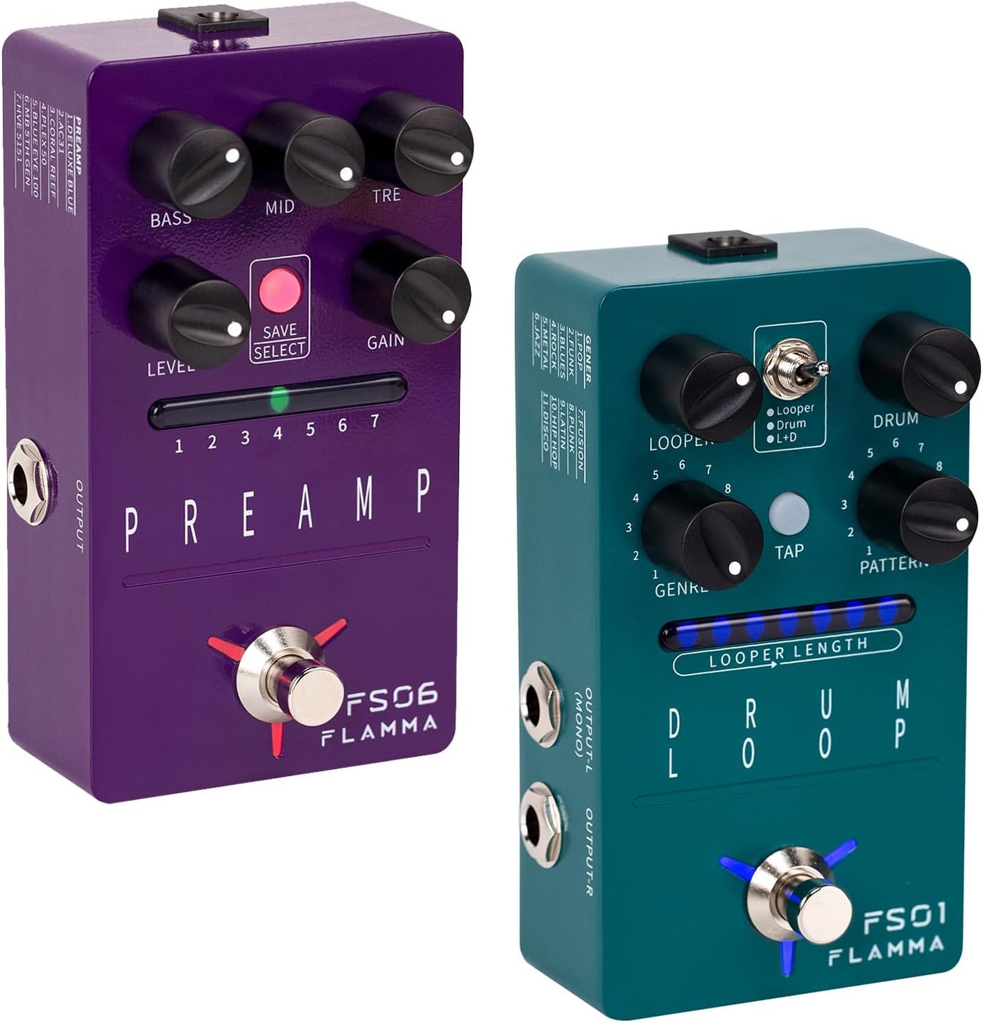 FLAMMA Drum Loop and Preamp Guitar Pedals