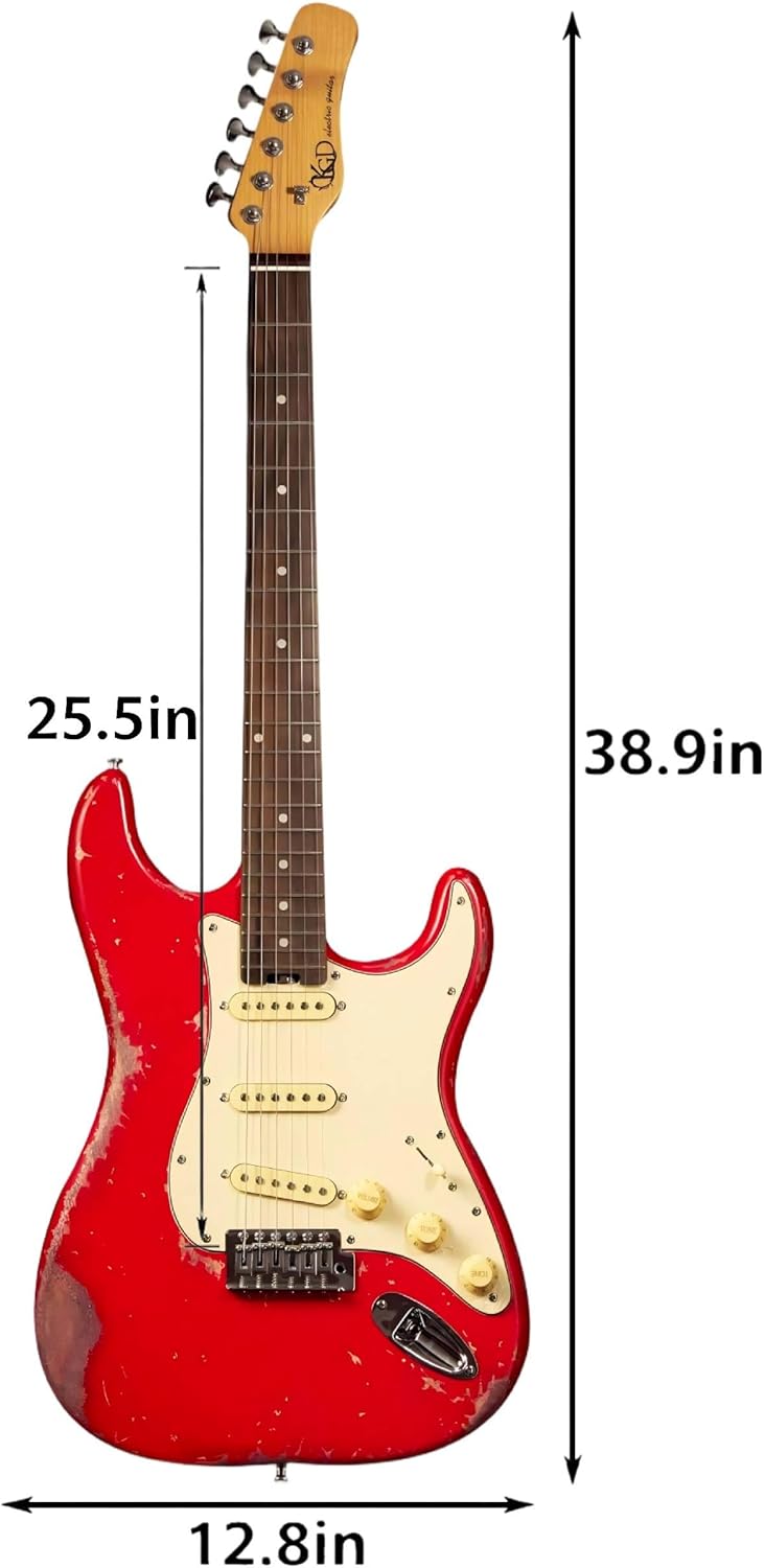 KGD Relic Electric Guitar,Roasted Maple Neck and Rosewood fingerboard,Bone Nut,6-String Relic Guitar,Professional/Full Size/Electric Guitars for Adults