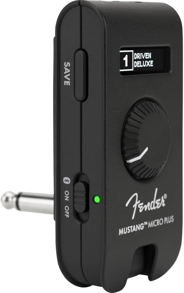Fender Mustang Micro Plus Headphone Amplifier with Rechargeable Battery, Bluetooth Audio Streaming and 50 Amp and Effects Models Bundle with Fender Mustang Micro/Micro Plus Headphone Amplifier Case