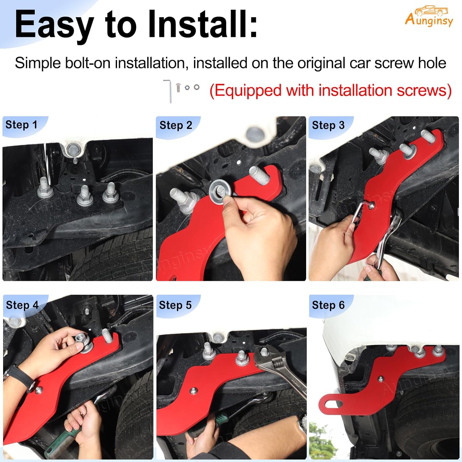 Aunginsy 1PCS Rear Tow Hitch Receiver Hook Compatible with Toyota Tundra 2026 2025 2024 2023 2022, Red Rear Bumper Trailer Ring Towing Tow Hook Recovery Point Screw Trailer Hitch Exterior Accessories