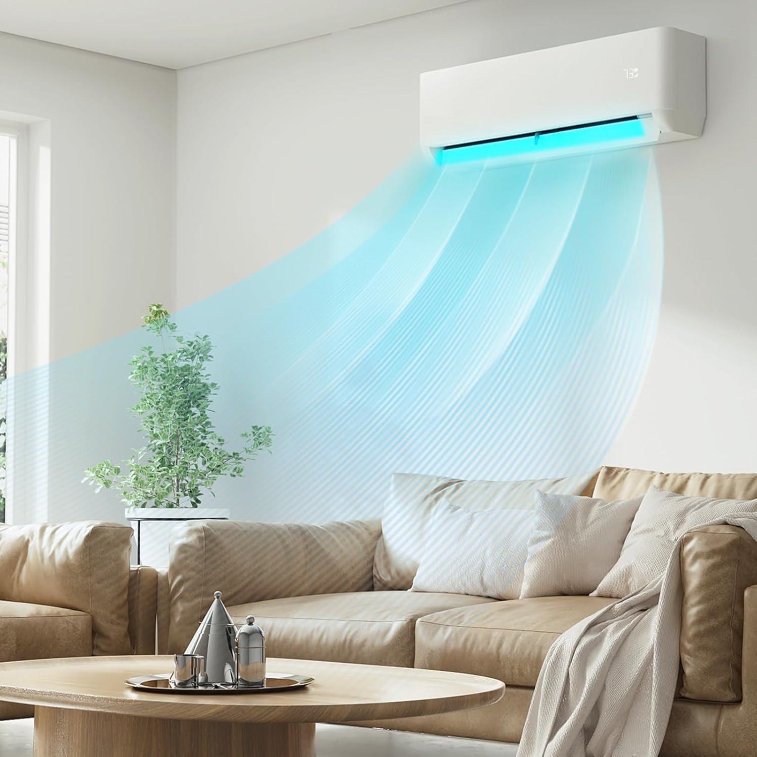 mollie 18000 BTU Mini Split Air Conditioner w/4-in-1 Filters, 208/230V 22 SEER2 AC Unit with Smart App Control, Cools Up to 1000 Sq. Ft, Pre-Charged Heat Pump and Installation Kits