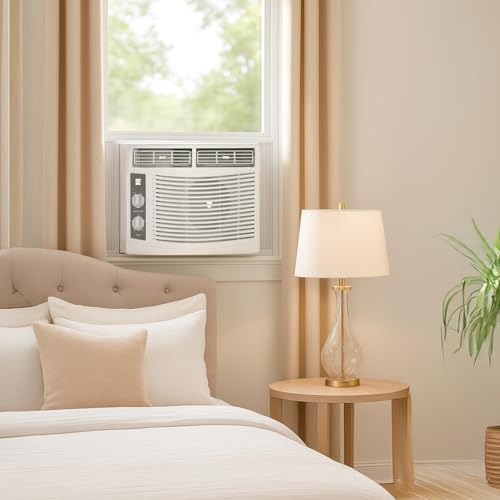 Kenmore KM5K-M 5,000 BTU Window Air Conditioner for Small Rooms up to 150 Sq. Ft. – Quiet Cooling, Easy Install, Energy Efficient AC Unit, 2 Fan Speeds, Washable Filter, Manual Controls