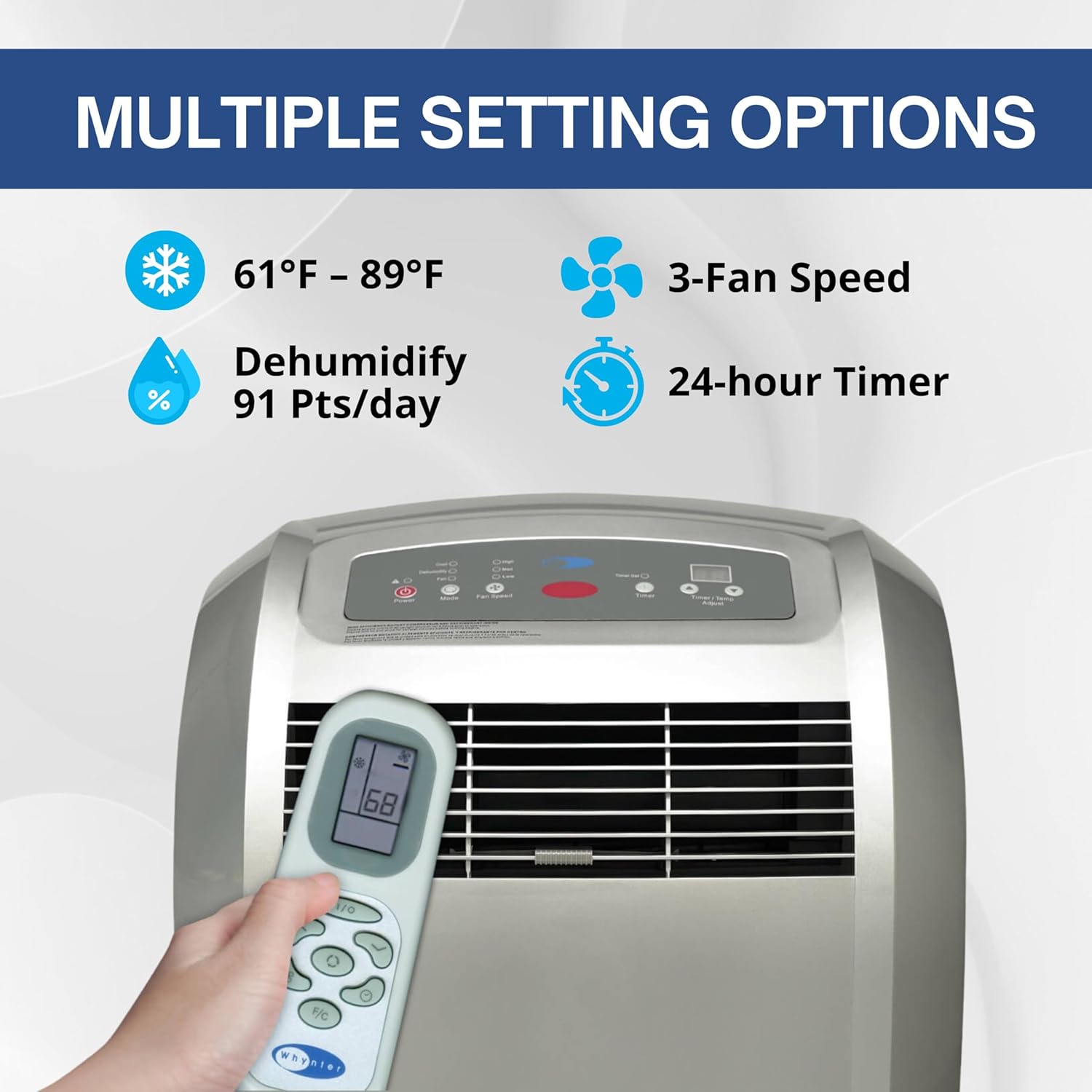 Whynter Portable Air Conditioner 12,000 BTU with Dehumidifier,& Cooling Fan for 400 Sq Ft Rooms, Includes AC Unit Window Kit, ARC-12S (5,000 BTU SACC), Platinum