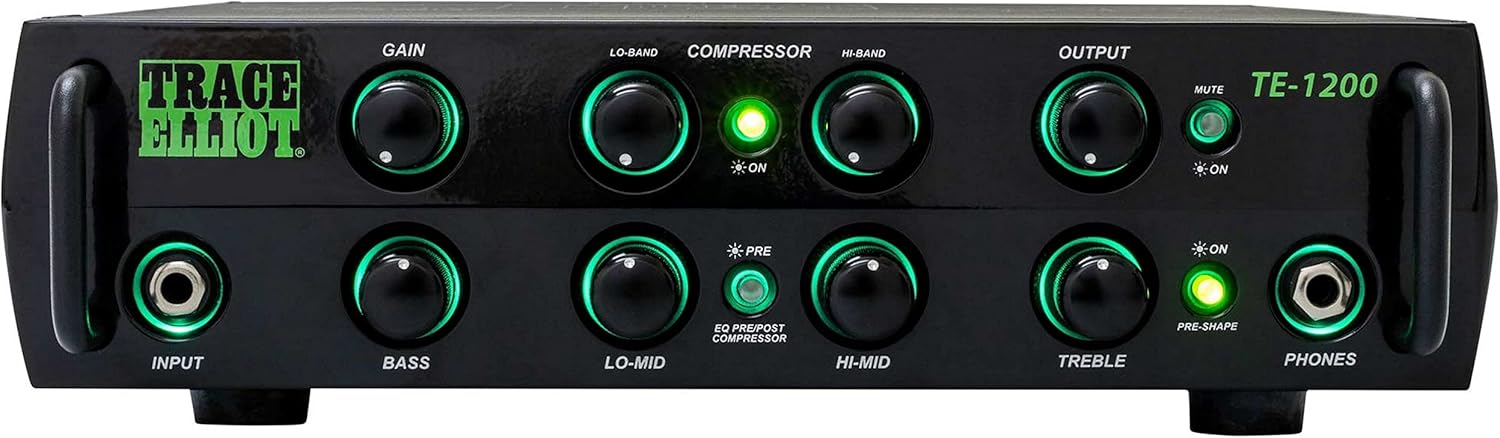Peavey 03618570 Trace Elliot TE-1200 Bass Amplifier Head Portable Compact Amplifiers 1200-Watt RMS, 4 Band EQ PRO Amplification - TE1200