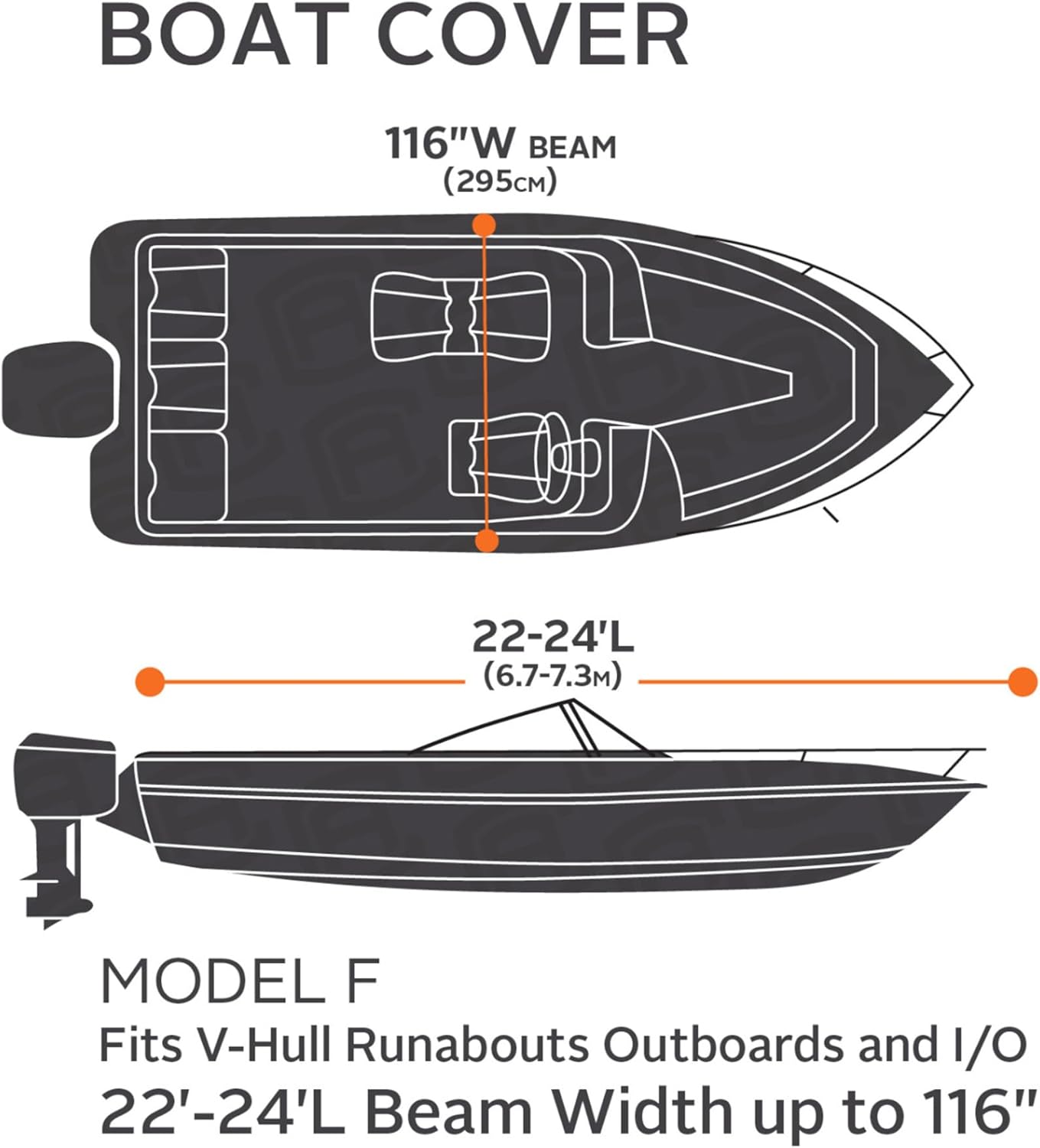 Classic Accessories StormPro Heavy-Duty Boat Cover, Fits Boats 22 ft - 24 ft Long x 116 in Wide