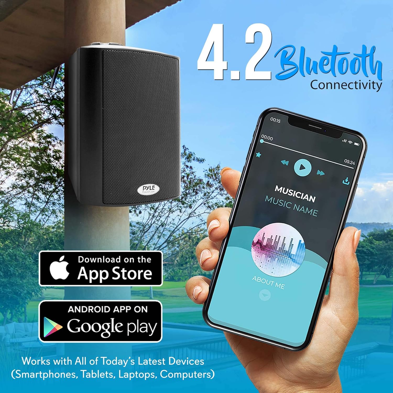 Pyle Wall Mount Home Speaker System - Active Passive Mountable Bookshelf Indoor Studio Garage Patio Stereo Sound Home Theater Speaker, Wireless Bluetooth Speaker Set W/ Aux & RCA - PDWR53BTBK (Black)