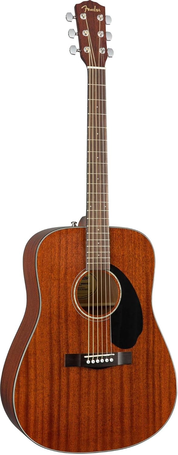 Fender CD-60S Solid Top Dreadnought Acoustic Guitar - All Mahogany Bundle with Hard Case, Tuner, Strap, Strings, Picks, and Austin Bazaar Instructional DVD