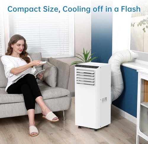 8000 BTU Portable Air Conditioner, Standing 3 in 1 AC Unit with Cooling, Dehumidifier & Fan Mode, Cool Up to 350 sq.ft, Air Cooler with Remote Control, 24H Timer, Window Kit for Home, white
