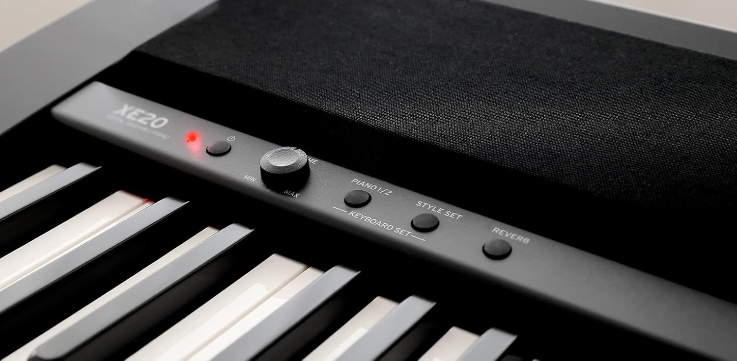 Korg XE20 Digital Ensemble Piano Bundle with Adjustable Stand, Bench, Power Supply, Damper Pedal, Keyboard Cover, Instructional Book, Austin Bazaar Instructional DVD, and Polishing Cloth