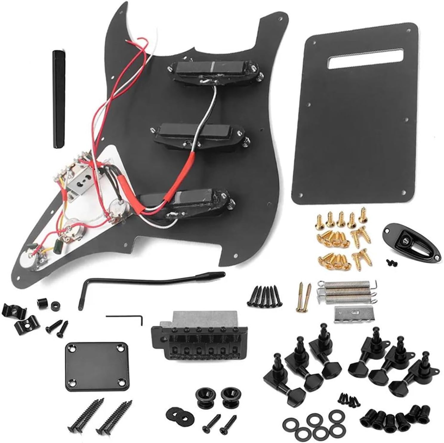Prewired Electric Guitar Pickguard ST Style Electric Guitar Full Set DIY Kit Including Prewired Pickguard Bridge SSS Pickups And Other Guitar Accessories