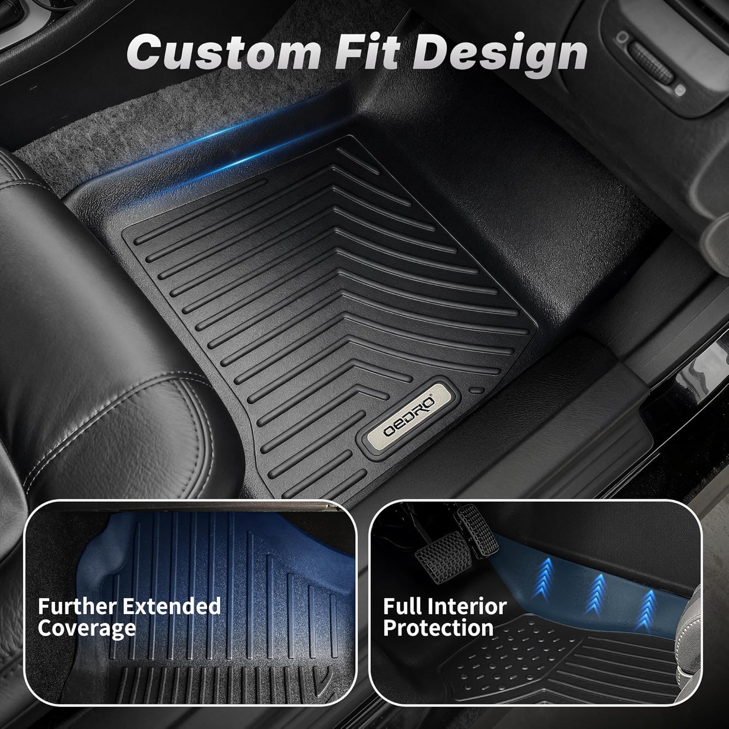OEDRO Floor Mats & Cargo Liner with Backrest Mat for Jeep Compass 2026-2017, All Weather TPE Custom Fit Car Mats Floor Liners Seatback Accessories