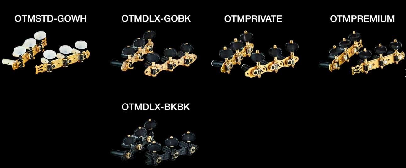 Ortega Guitars Classical Premium Tuning Machines 3L x 3R w/Brushed Brass Baseplate & Black Buttons (OTMPREMIUM)
