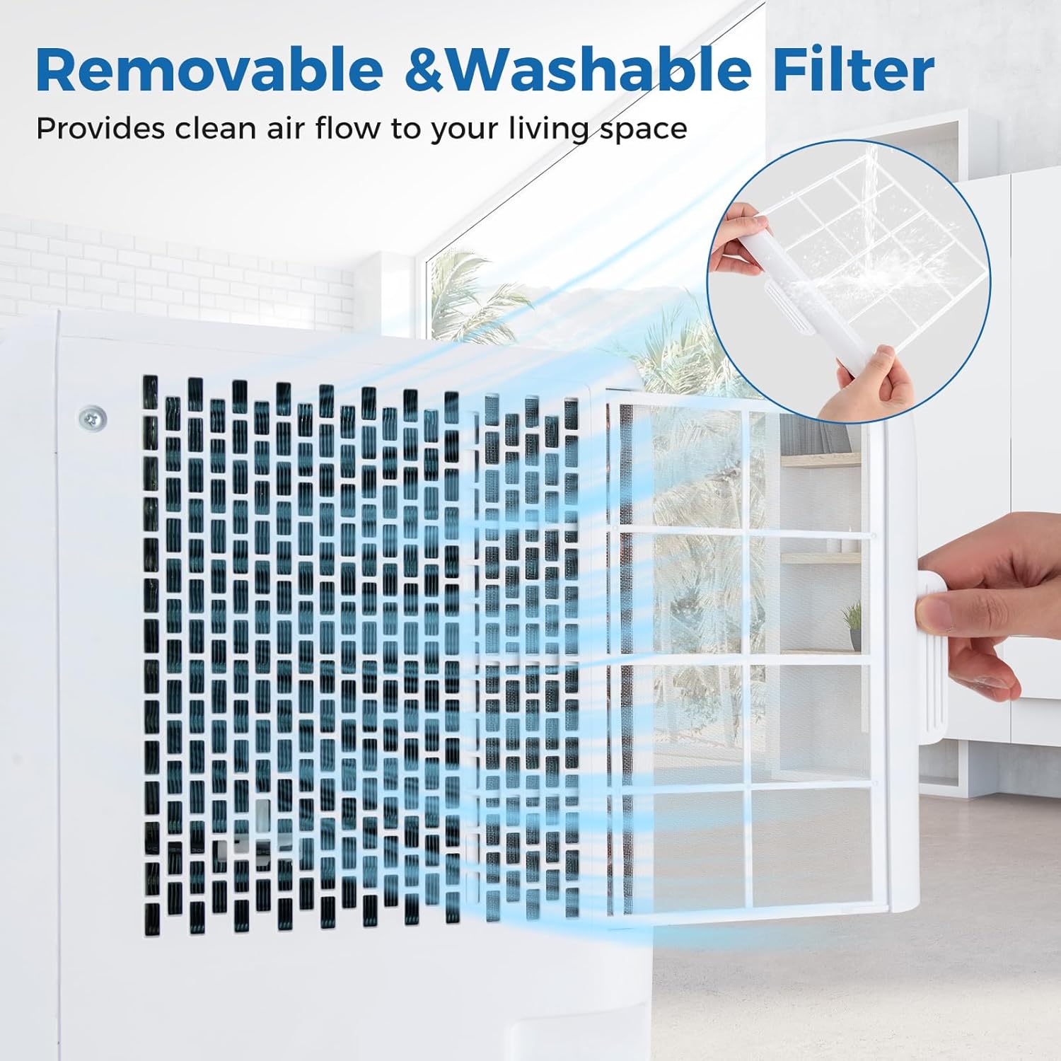 GOFLAME 10000 BTU 4-in-1 Portable Air Conditioner, AC Unit w/Cooling, Fan, Dehumidifier, sleep modes, 24H Timer, Remote Control, 4 Universal Casters & Window Kit Included, Cools Room up to 250 Sq.Ft