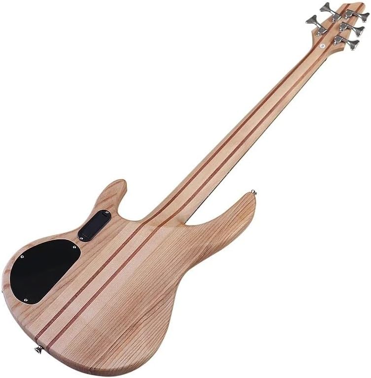 5-String Active Electric Bass Guitar, 43-Inch Full Size, Natural Matte Finish, Tree Burl Top,24-Fret(Model 1)