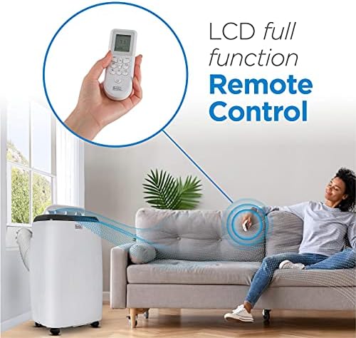 BLACK+DECKER BPP08WTB Portable Air Conditioner with Remote Control, 12,000 BTU, Cools Up to 350 Square Feet, White (Renewed)