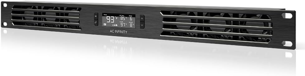 AC Infinity CLOUDPLATE T1, Rack Mount Fan Panel 1U, Exhaust Airflow, for Cooling AV, Home Theater, Network 19” Racks
