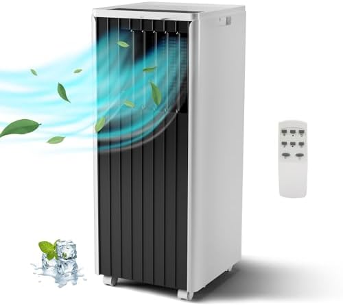 8,000Btu Portable Air Conditioners for Rooms up to 350 Square Meters, 3-in-1 Portable AC Units, Dehumidifier and Fan with Digital Display, Remote Control, Window Mounting Kit and 24 Hour Timer