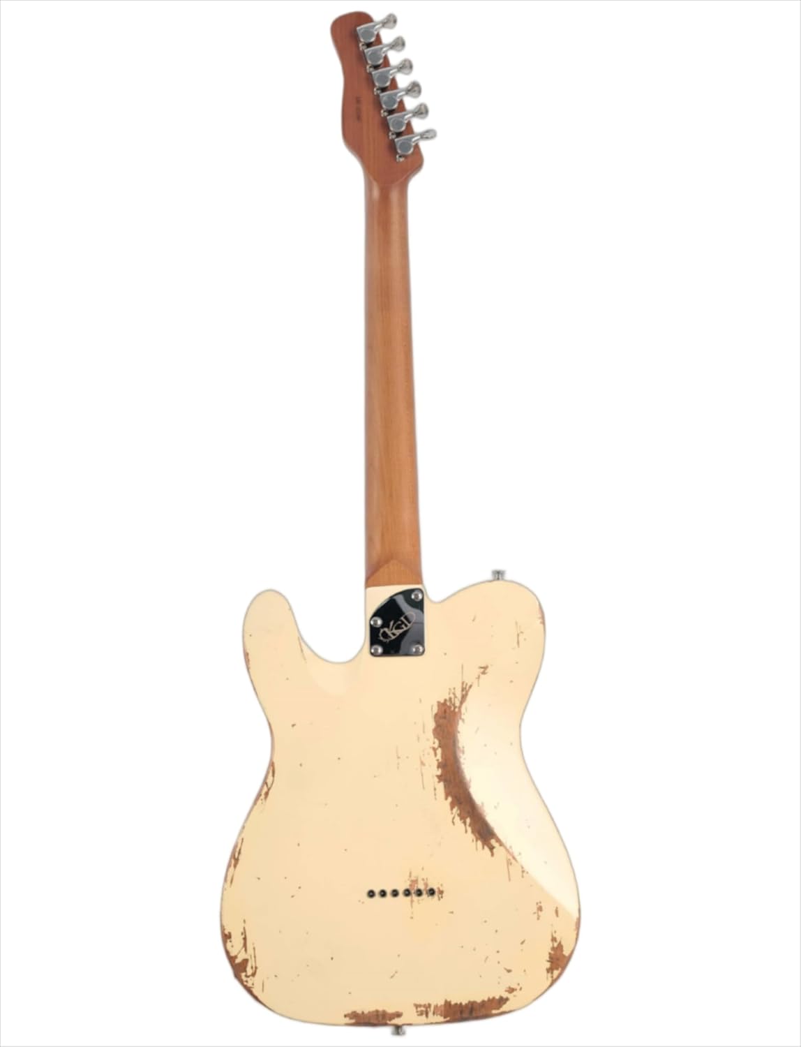 KGD Relic electric guitar mahogany body carbonized maple neck rosewood fretboard 6-string solidbody electric guitar S-S pickupsbrass barrel saddle bridge (Cream Yellow)
