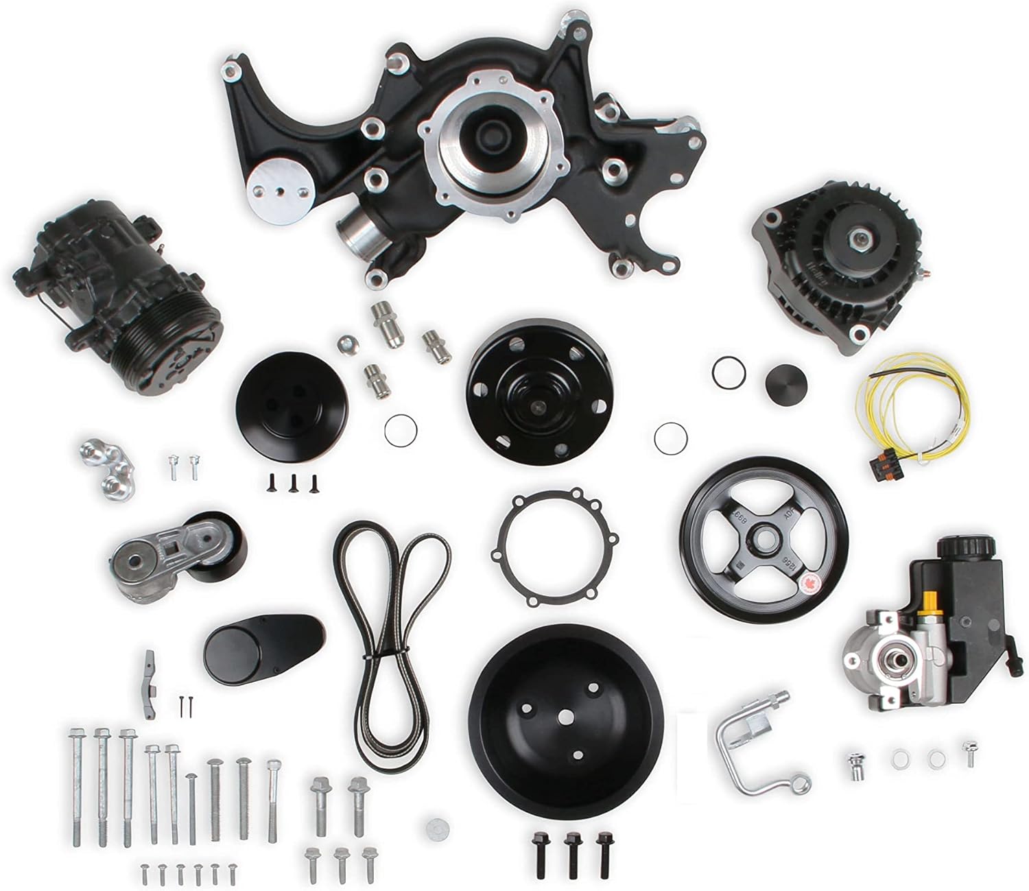 Holley 20-242BK Big Block Chevy Mid-Mount Complete Accessory System - Black Finish