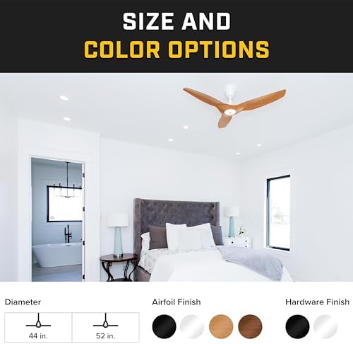 Big Ass Fans – Haiku L, Smart Ceiling Fan – Energy Efficient Cooling for Home, Bedroom, Office, Living Space, and More – 16 Lighting Settings with 7 Speed Settings – 52” - Caramel/Black