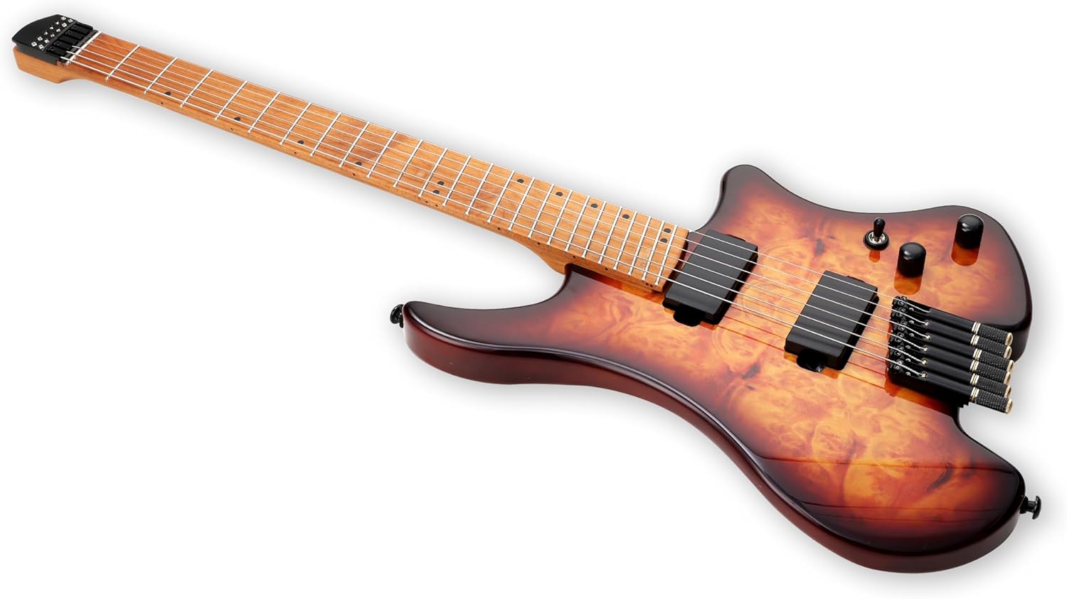 6 String Headless Electric Guitar poplar body Carbon Fibre Maple neck fanned fret