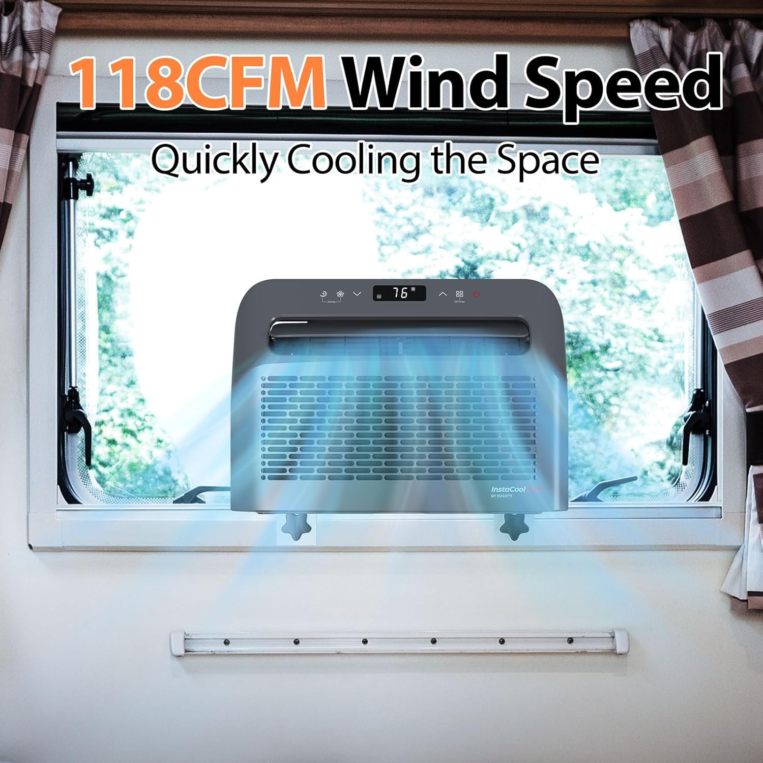 FOGATTI RV Window Air Conditioner, 6500 BTU Cools up to 120Sq.ft, 4-in-1 AC Unit and Lower Noise, Suitable For RV and House-workshop, included Window Installation Kits (Silver Grey)