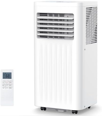 COWSAR 10,000 BTU Portable Air Conditioners, Portable AC Unit Cools Up to 450 Sq.ft with Remote, 4 Modes Room Air Conditioners with Digital Display/Swivel Wheels/Installation Kits/24H Timer, White