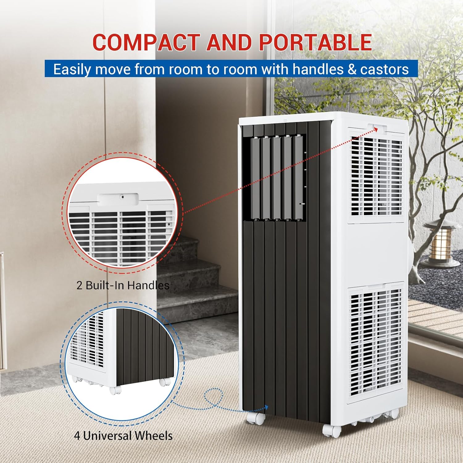 Portable Air Conditioners 8000 BTU Portable AC for Room up to 350 Sq. Ft, 3 in 1 AC Unit with 24H Timer, Smart Sleep Mode, Remote Control, Air Cooler for Large Room Indoor