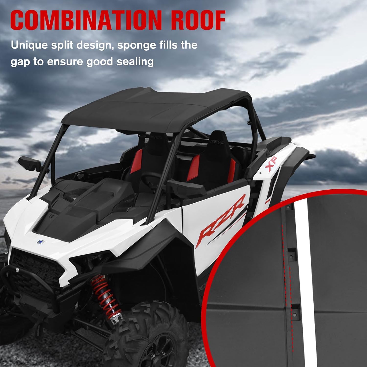 Roof for Polaris RZR XP 1000 2025, Dustproof Resistant Hard Coat Poly Roof 3-Pieces Combination Roof Sun Visor for Polaris RZR XP 1000 2024 2025 Accessories(Replace #2884553)